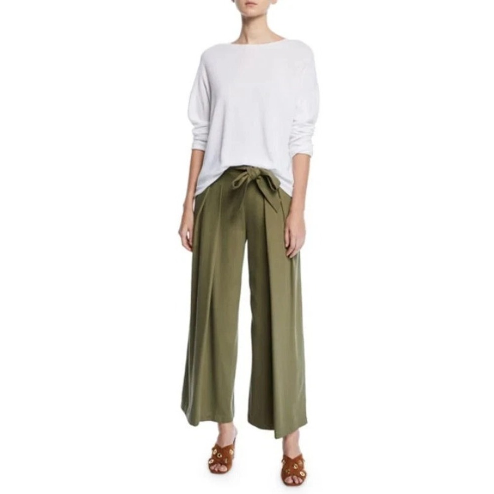 EILEEN FISHER Wide-Leg Pants Womens 12 Heavy Tencel Twill Olive Green $275 MSRP - Picture 11 of 12